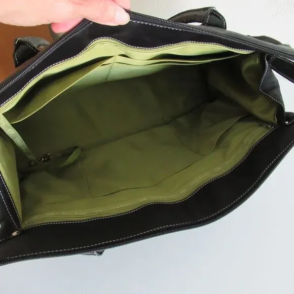 Chelsey Henry Large Black Tote with Kiwi Green Interior - Picture 10 of 13